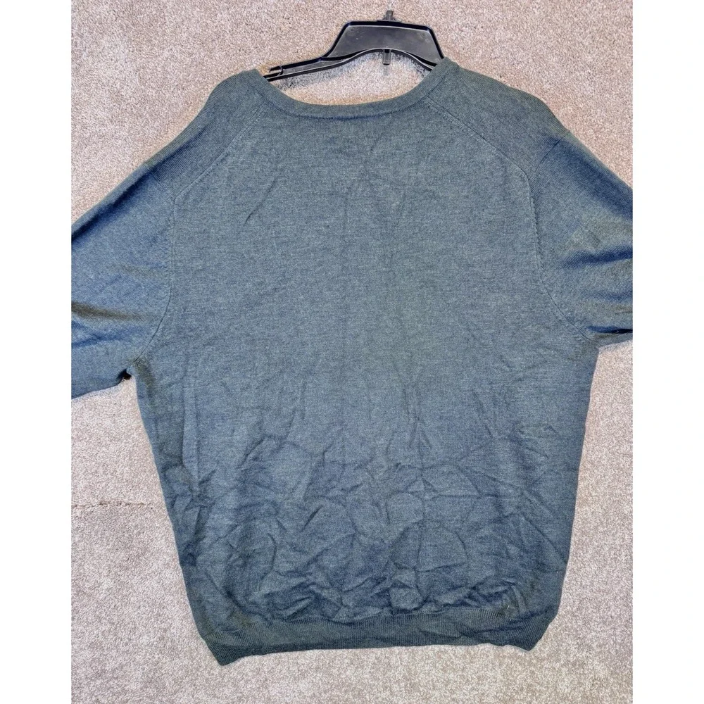 Brooks‎ Brothers 346 Sweater Mens XL Green V Neck Merino Wool Blend Pullover